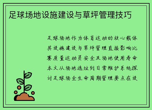 足球场地设施建设与草坪管理技巧